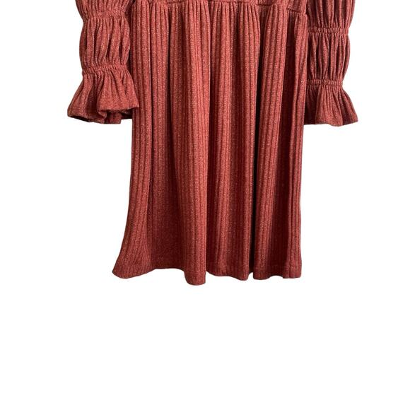 Bonnie Jean Girls Sweater Dress 12 Rust Metallic Thread Matching Necklace Tiered - Picture 9 of 10